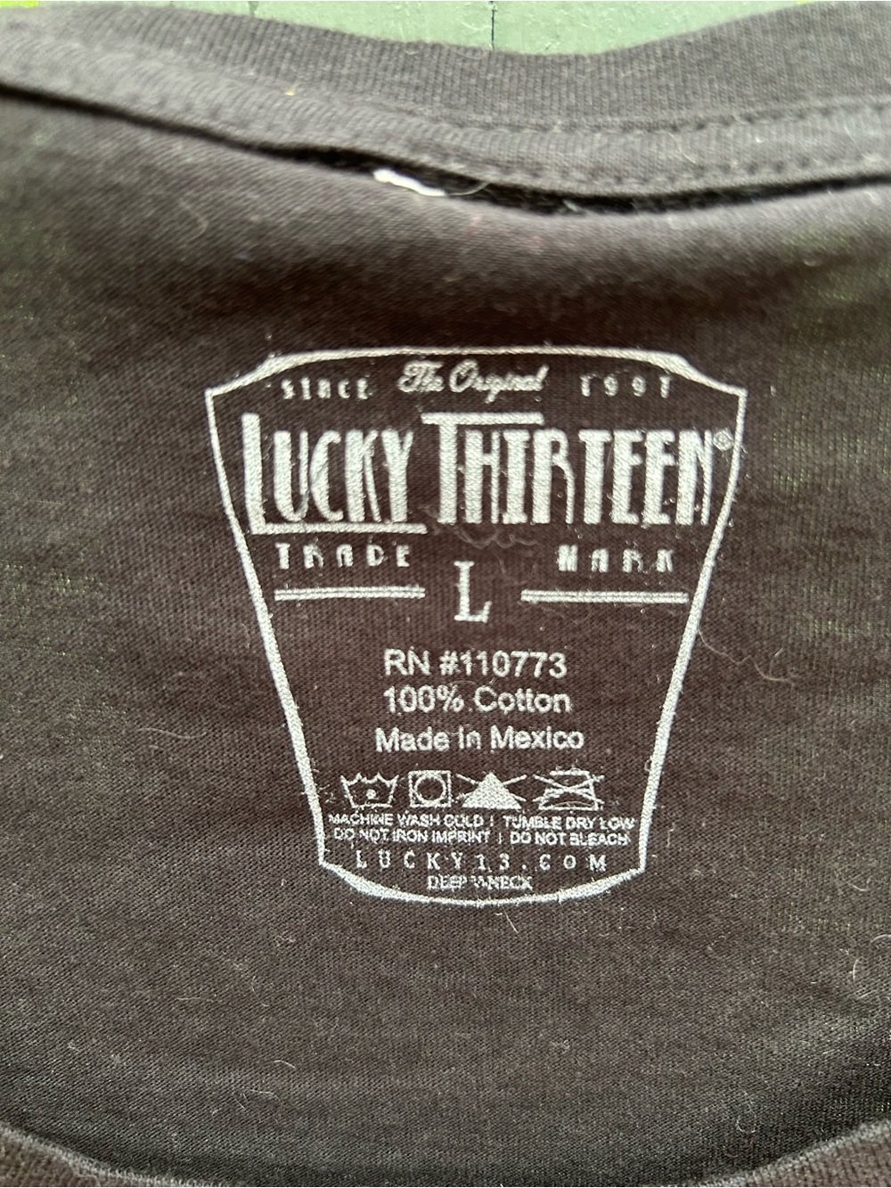 Lucky 13 Black Graphic Tee with Cream Heart & Cat - Picture 3 of 3